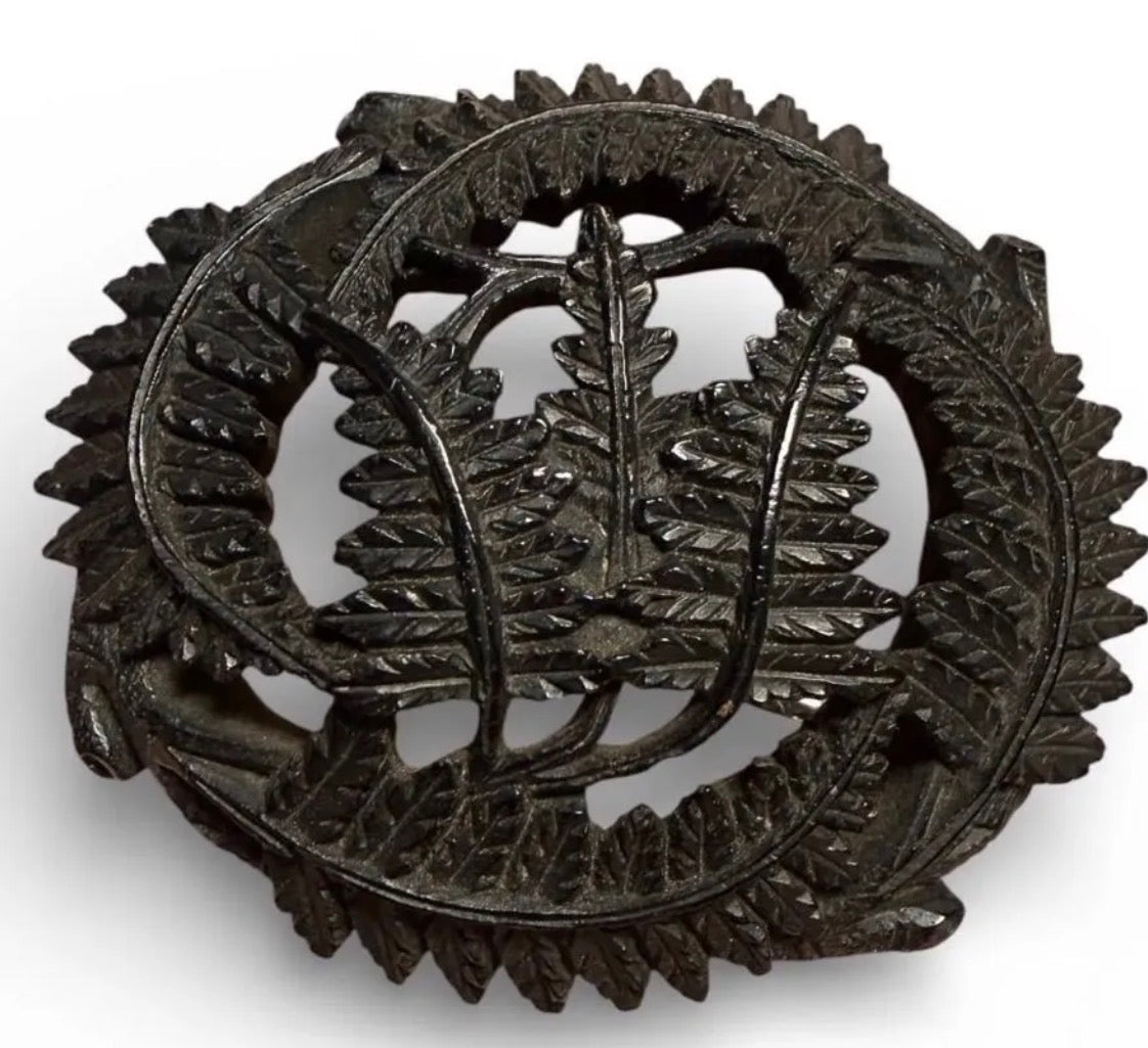 Victorian Mourning Brooch - Bog Oak- Ferns