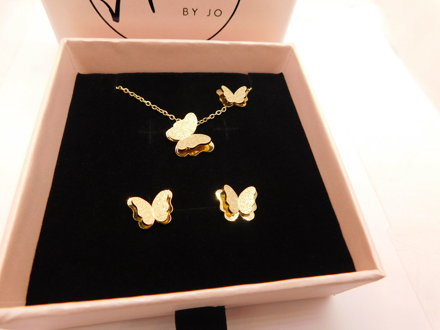 May butterfly necklace and earring set