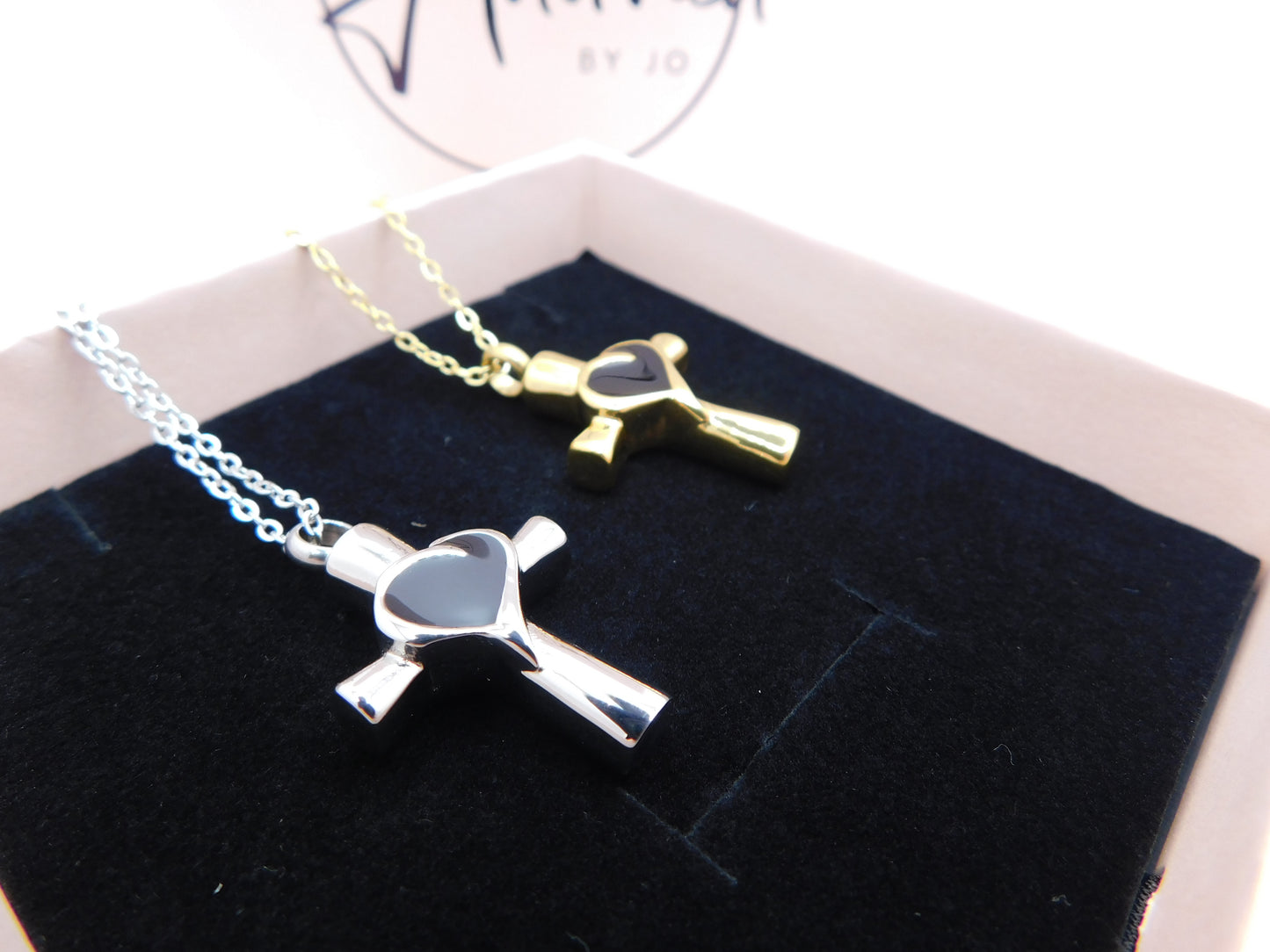 Enamel cross urn pendant