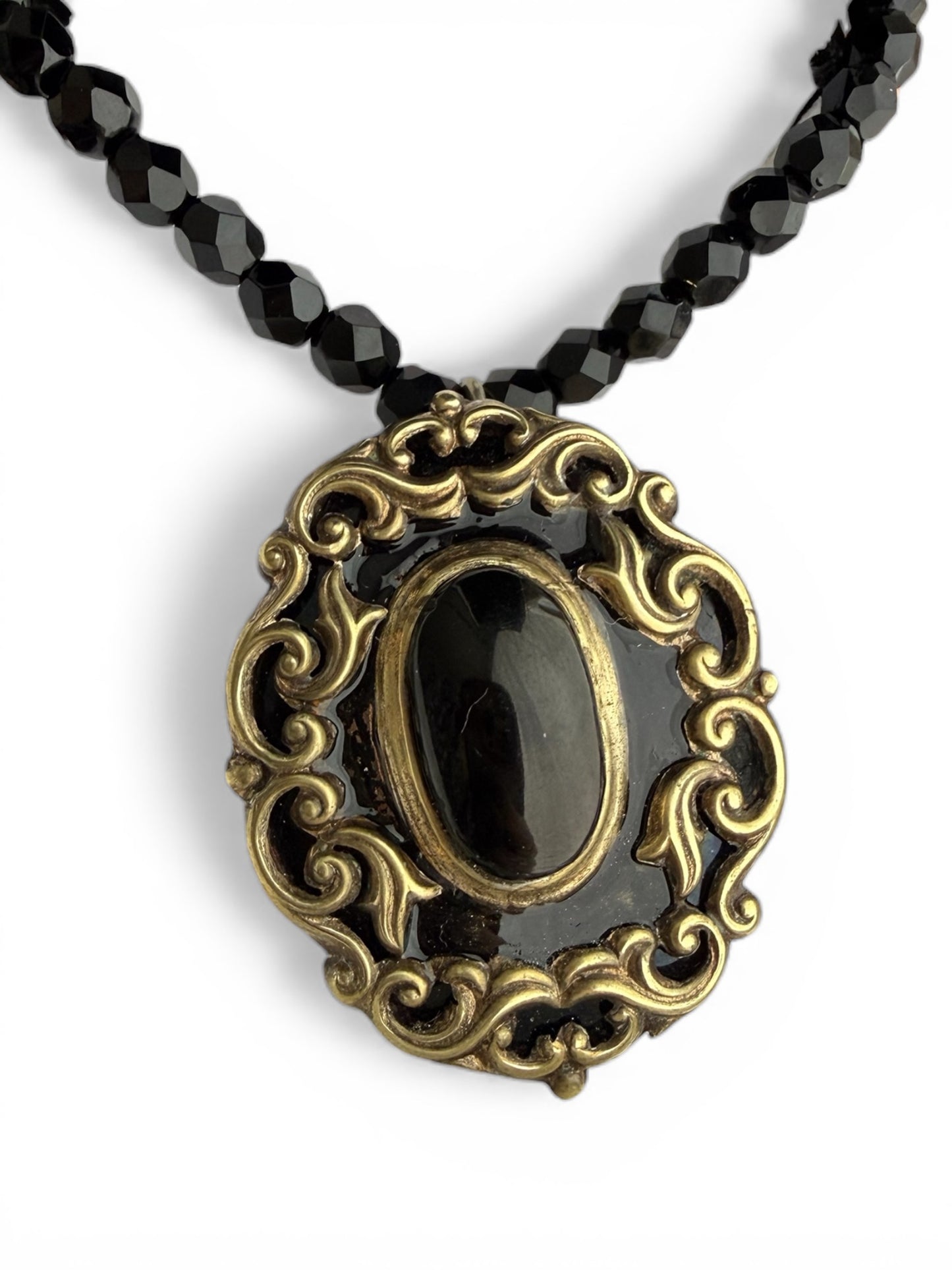 Victorian French Jet Necklace with Mourning Locket Pendant | Whitby Jet Centre | Ashes to Adornment