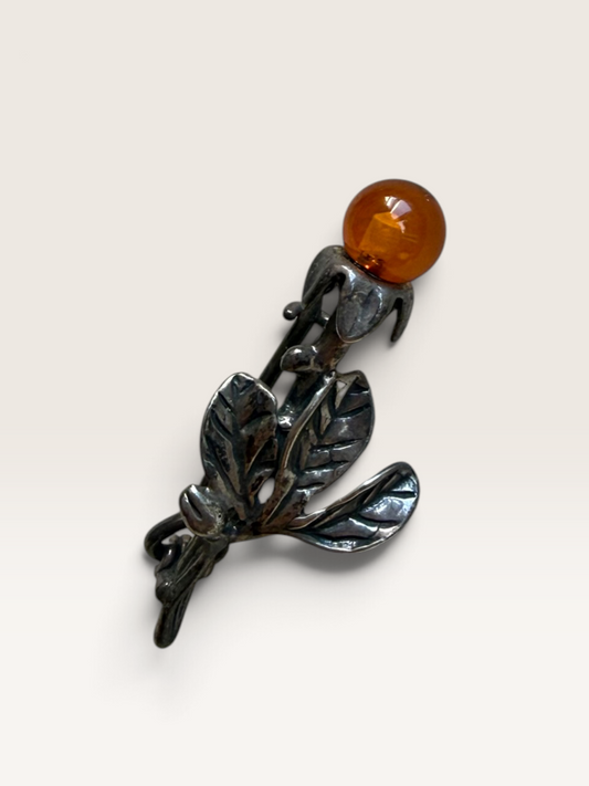 Sterling silver berry brooch