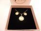 Golden daisy matching necklace and earring set