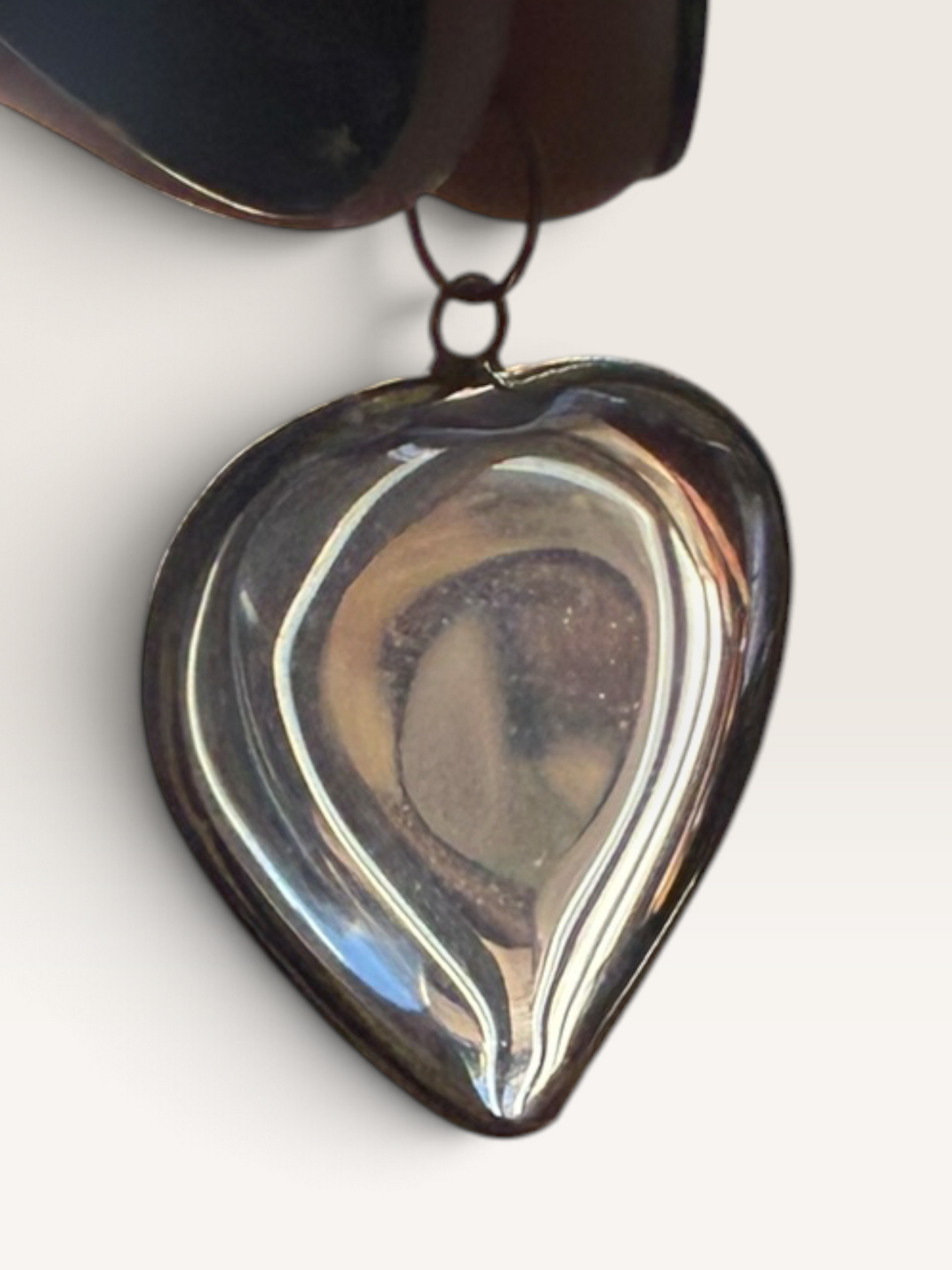 Vintage cut glass heart pendant