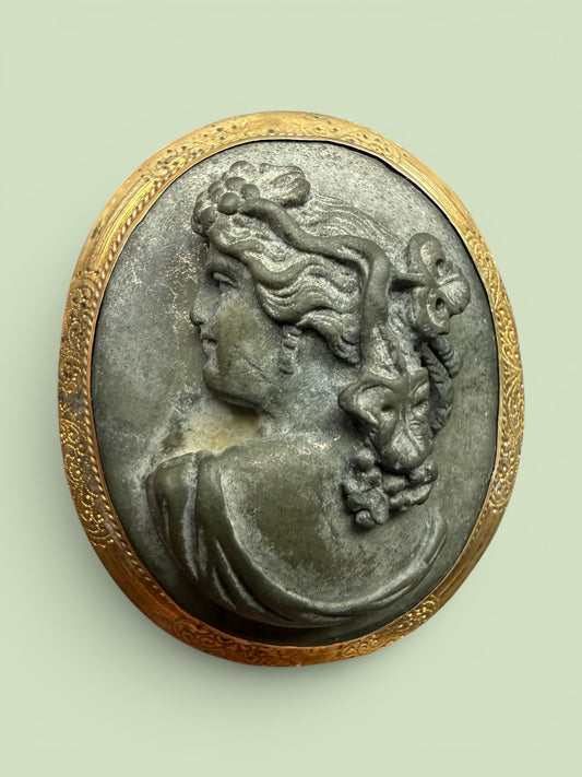 Victorian rolled Gold Lava Cameo