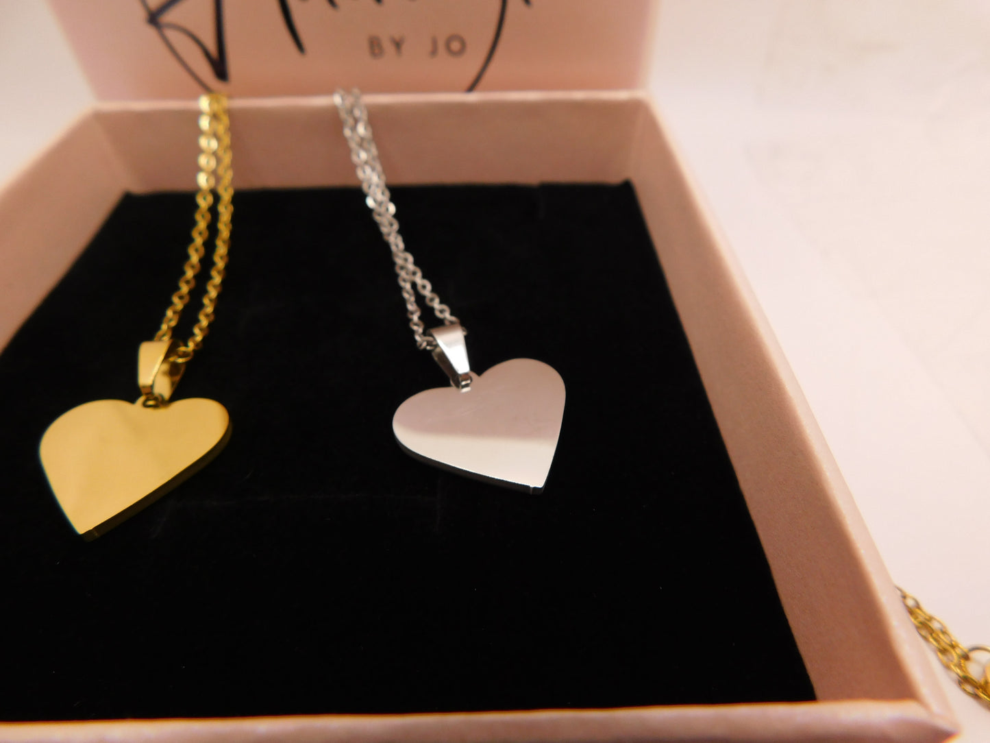 Plain heart matching necklace and earring set