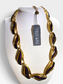 Vintage 1990s Trifari Purple Enamel Necklace Unworn With Tag Gold Tone Modernist Statement Collar NOS